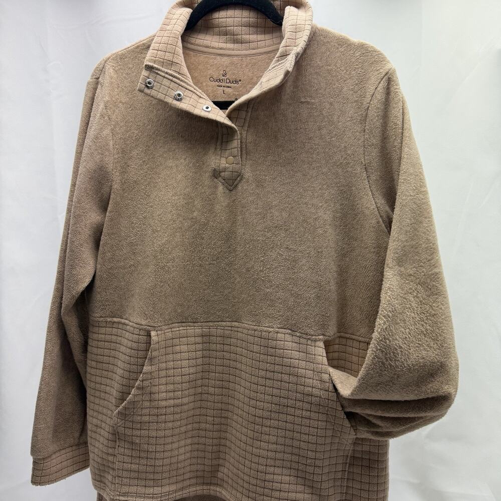 Cuddl Duds Fleece Lounge Set Women's Large Beige Pullover Top Pants Cozy - Picture 3 of 13